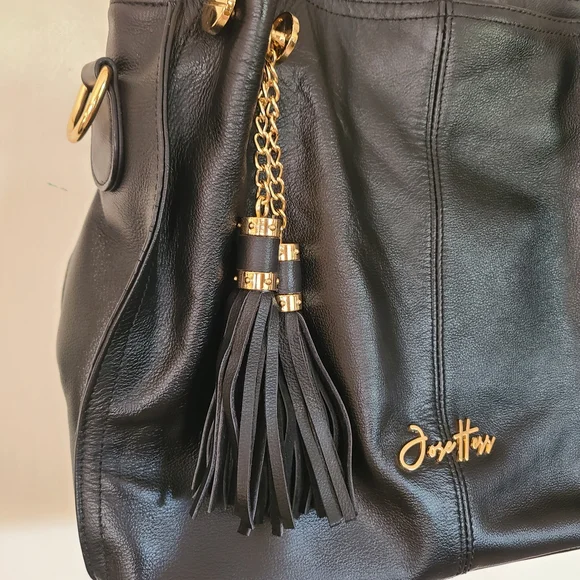 Jose Hess Signature Leather Hobo Bag – Black with Gold Hardware - Picture 3 of 12